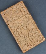 CHINESE HAND CARVED WOOD CANTONESE CARD CASE