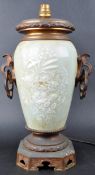 19TH CENTURY CHINESE CELADON GREEN ORMOLU MOUNTED LAMP