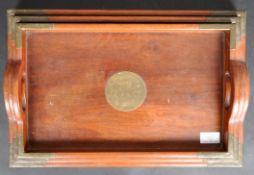 SET OF 19TH CENTURY CHINESE BRASS & HARDWOOD TRAYS