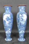 PAIR OF LATE 19TH CENTURY ROYAL BONN DELFT BALUSTER VASES