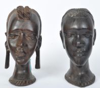 PAIR OF AFRICAN TRIBAL HARDWOOD CONGOLESE BUSTS