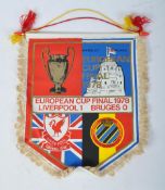 ORIGINAL LIVERPOOL FC 1978 WALL PENNANT - EUROPEAN CUP FINAL