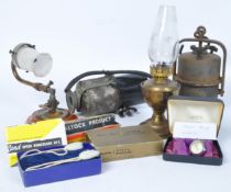 COLLECTION OF LAMPS & LIGHTS - WATCH & BINOCULARS