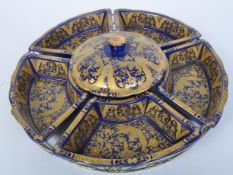 VINTAGE CHINESE STYLE CERAMIC LAZY SUSAN SERVING TRAY