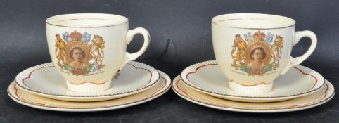 SET OF TWO VINTAGE CLARICE CLIFF POTTERY TEA TRIO