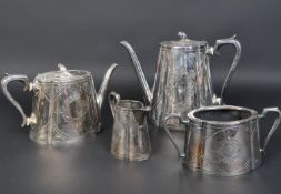 SET OF LATE VICTORIAN SILVER PLATED TEA & COFFEE SERVICE