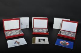 THREE UNITED KINGDOM ROYAL MINT PROOF COIN SETS IN CASES
