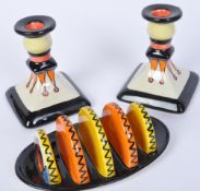LORNA BAILEY X OLD ELLGREAVE POTTERY 'CIRCUS' CANDLESTICKS