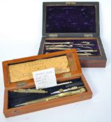TWO VICTORIAN CASED W H HARLING DRAWING INSTRUMENTS