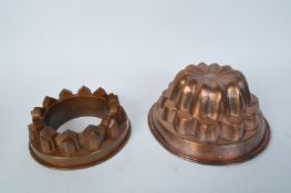 TWO VICTORIAN 19TH CENTURY COPPER JELLY MOULDS