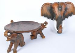 TWO PIECES OF SCHLEIK CARVED ELEPHANT HARDWOOD