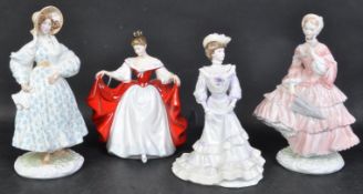FOUR CHINA LADY FIGURES - COALPORT - DOULTON - WORCESTER