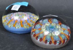 TWO VINTAGE MURANO STYLE ITALIAN MILLEFIORI GLASS PAPERWEIGHT