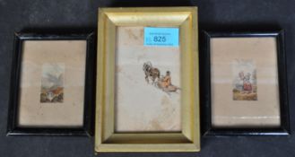 PAIR OF EARLY 20TH CENTURY BAXTER PRINTS & RUSSIAN WATERCOLOUR