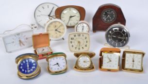 COLLECTION OF VINTAGE CLOCK & TRAVEL ALARM CLOCKS
