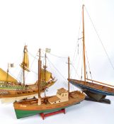 THREE VINTAGE SCRATCH BUILT MODEL BOATS