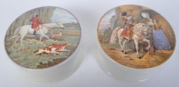 TWO 20TH CENTURY PRATTWARE TRANSFER PRINT POTS W LIDS