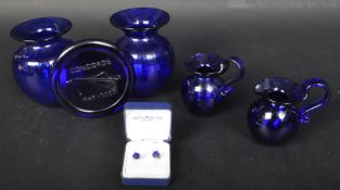ASSORTMENT OF VINTAGE BRISTOL BLUE GLASS ITEMS