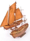 TWO 20TH CENTURY SCRATCH BUILT MODEL BOATS