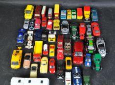 COLLECTION OF VINTAGE DIE-CAST PLAYWORN CARS, TRUCKS,, VANS