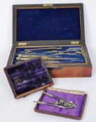 VICTORIAN ROSEWOOD CASED MATHEMATICAL INBSTRUMENT BOX