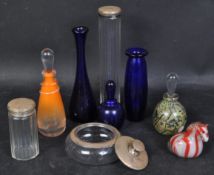 COLLECTION OF SILVER PHIALS, NAILSEA GLASS, PERFUMES ETC