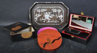 ASSORTMENT OF VINTAGE LACQUERED CHINESE JEWELLERY BOXES