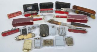 OF MIXED CURIOUS - COLLECTION OF VINTAGE LIGHTERS & SWISS KNIVES