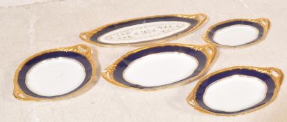1900 LIMOGES FRENCH CHINA COBALT & GILT DINNER SERVICE PIECES