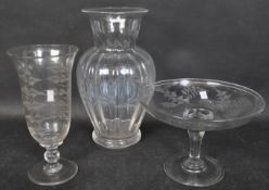19TH CENTURY ACID ETCHED GROUP OF GLASS -