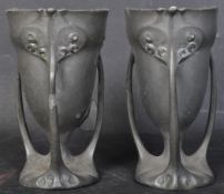 PAIR CONTINENTAL KAYSERZINN JUGENSTILL PEWTER VASES
