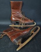 PAIR EARLY 20TH CENTURY LEATHER HARRODS ICE SKATES