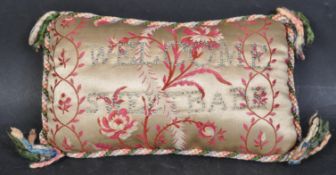 19TH CENTURY WELCOME SWEET BABE SILK PIN CUSHION