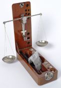 PAIR OF VICTORIAN MAHOGANY CASED APOTHECARY PORTABLE SCALE