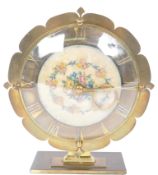 VINTAGE 1940S SMITHS BRASS & NEEDLEPOINT MANTEL CLOCK