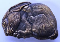 VICTORIAN STYLE BRASS BUNNY SHAPED VESTA CASE