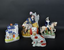 ASSORTMENT OF VICTORIAN STAFFORDSHIRE POTTERY ITEMS