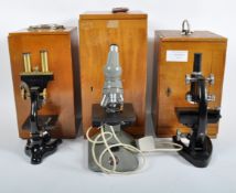 THREE VINTAGE MICROSCOPES