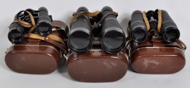 THREE PAIRS OF CASED HENSOLDT VINTAGE BINOCULARS