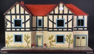 VINTAGE HAND BUILT WOODEN DOLLS HOUSE