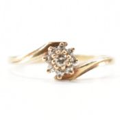 HALLMARKED 9CT GOLD & DIAMOND CROSSOVER RING
