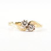 HALLMARKED 18CT GOLD & DIAMOND CROSSOVER RING