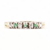HALLMARKED 9CT GOLD EMERALD & CZ HALF ETERNITY RING