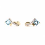 PAIR OF 9CT GOLD TOPAZ & DIAMOND STUD EARRING