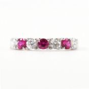 HALLMARKED 9CT GOLD SYNTHETIC RUBY & CZ HALF ETERNITY RING