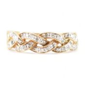 HALLMARKED 9CT GOLD DIAMOND PLAIT RING