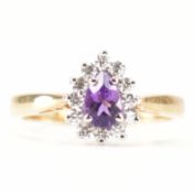 HALLMARKED AMETHYST & CZ HALO RING