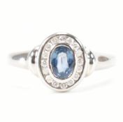 HALLMARKED SAPPHIRE & DIAMOND HALO RING