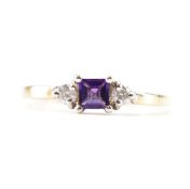 HALLMARKED 9CT GOLD AMETHYST & DIAMOND