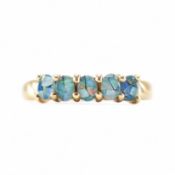 HALLMARKED OPAL MOSAIC CABOCHON FIVE STONE RING